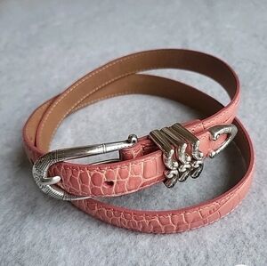 Brighton Western Belt Womens M/32 Peach Leather Croc Embossed Cowboy Cowgirl